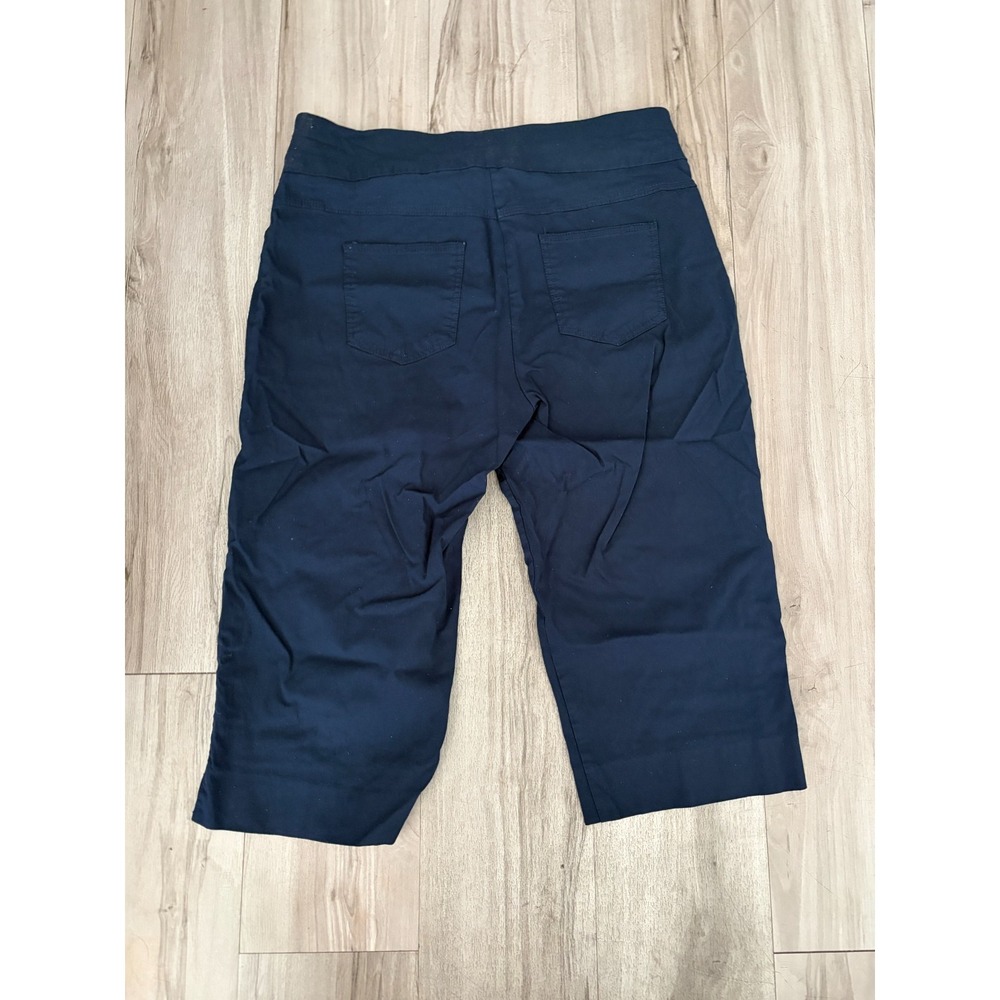 Ruby Rd Capri Pants Womens 18W Navy Blue Stretch Rayon Stretch Summer Pull On